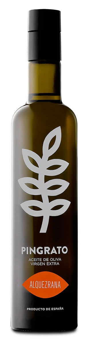 Aceite de oliva virgen extra almazara Pingrato, botella ecológica, ideal para cocinar y condimentar en la cocina española.